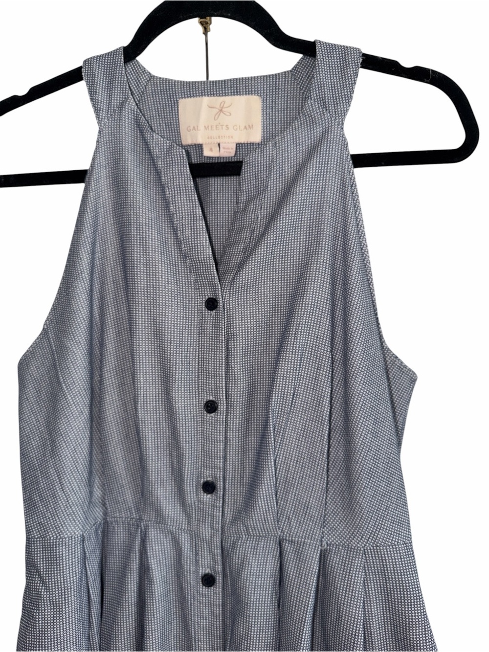 Gal Meets Glam Gingham Button-Front Sleeveless Midi Dress size 4 - Picture 3 of 10